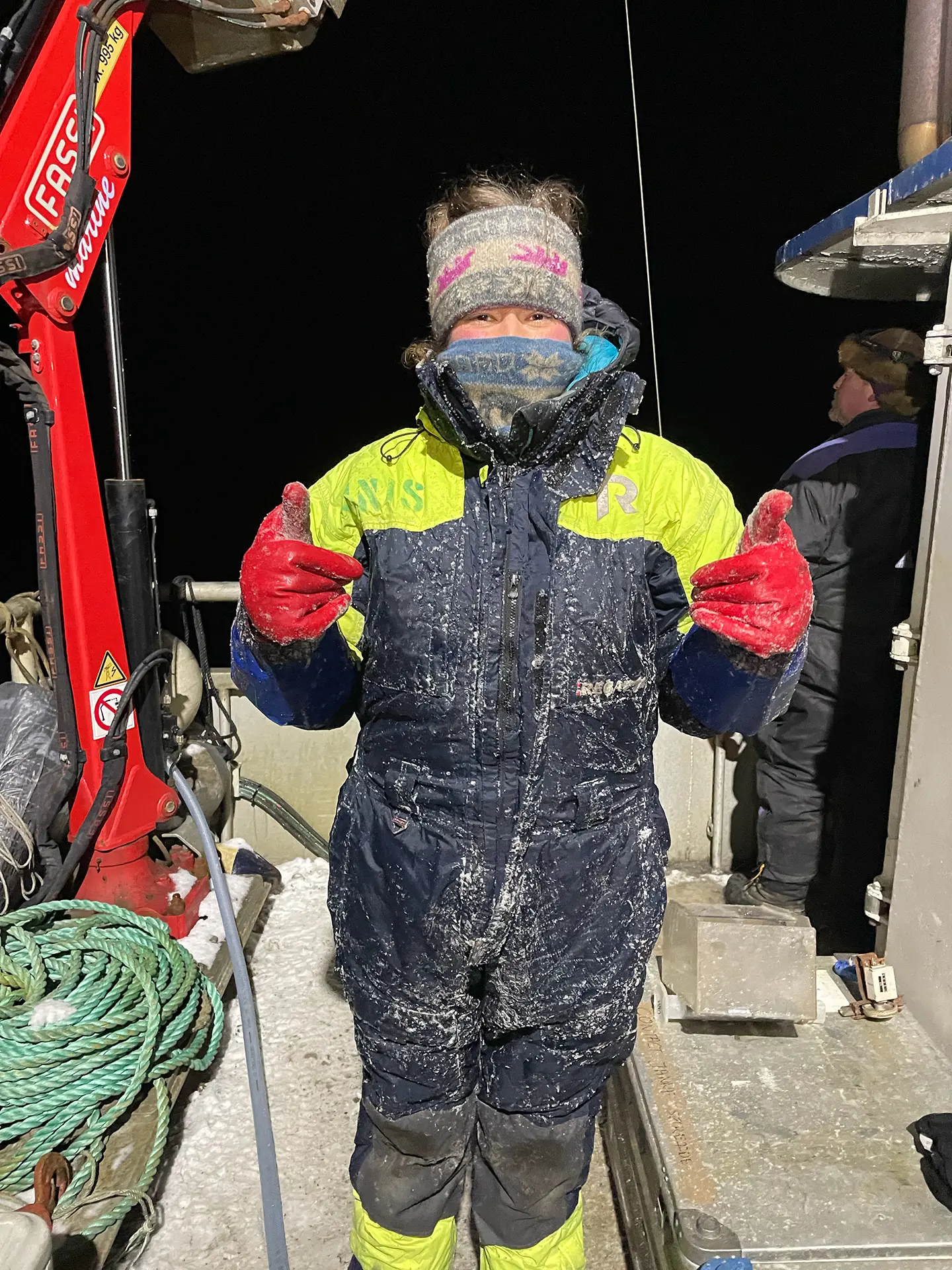 Jildou Dijkstra on fieldwork during polar night. Photo: Private