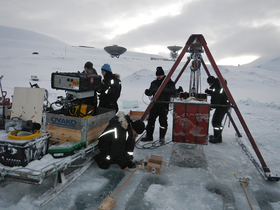 Lake ice fieldwork, Svalbard
