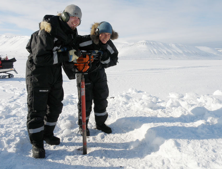 Drilling in permafrost in Svalbard