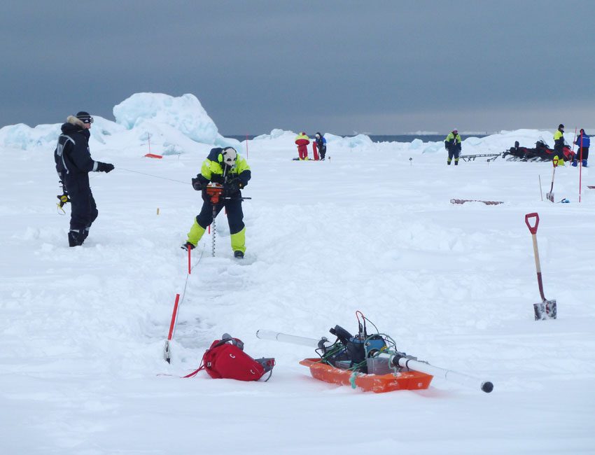 Working on the sea ice in Palanderfjorden Svalbard