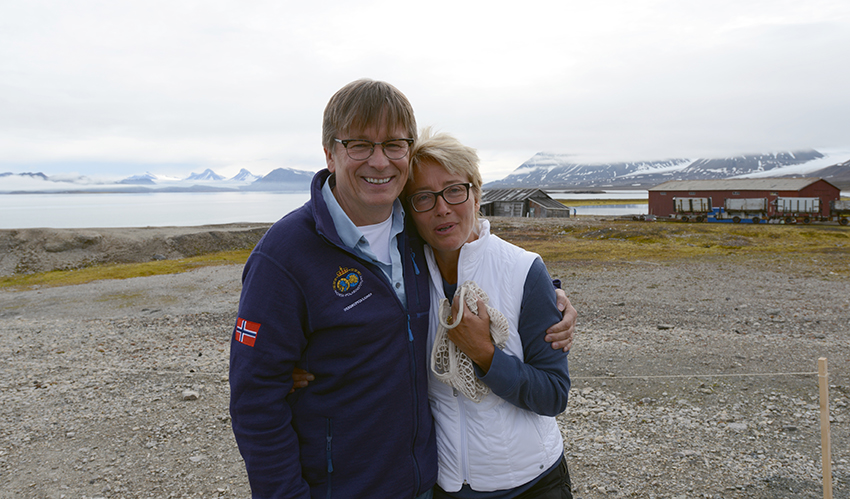 Geir Wing Gabrielsen and Emma Thompson in Ny-Ålesund