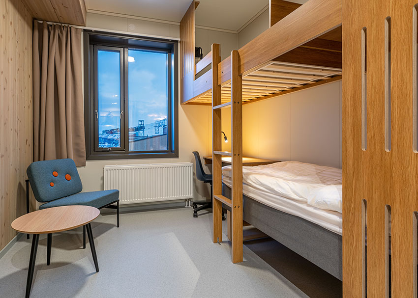 Room at student housing in Longyearbyen